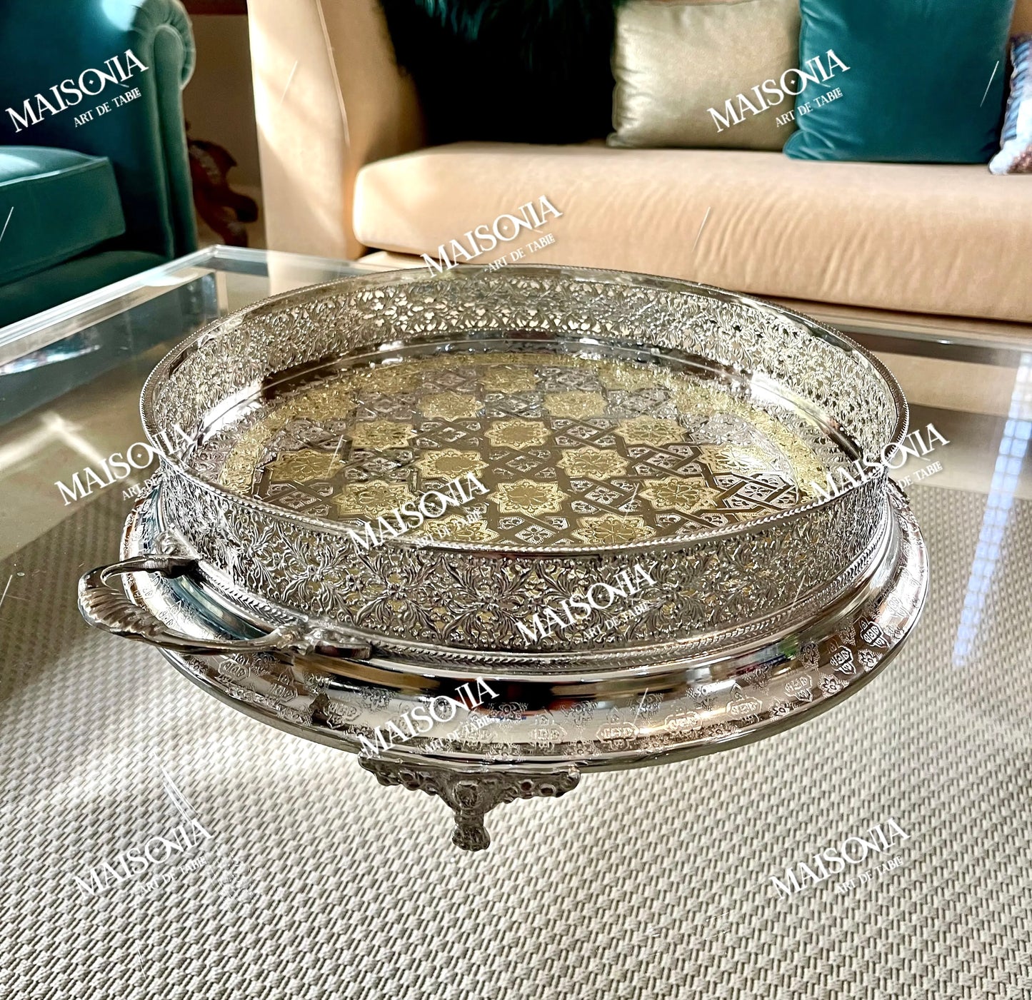 صينية نحاسية مطلية بالفولاذ المقاوم للصدأ