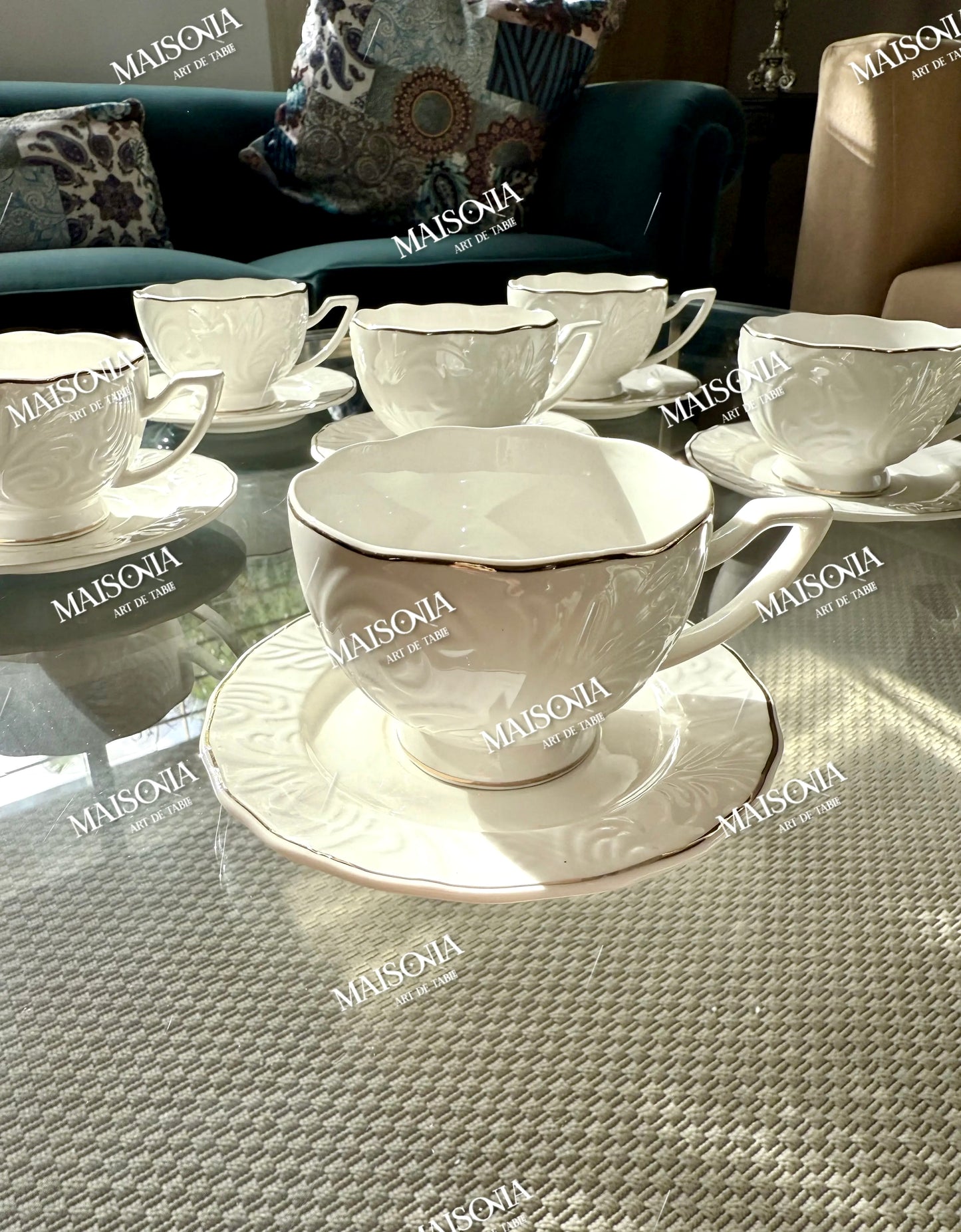 Set de 6 tasses et sous tasses (café au lait)