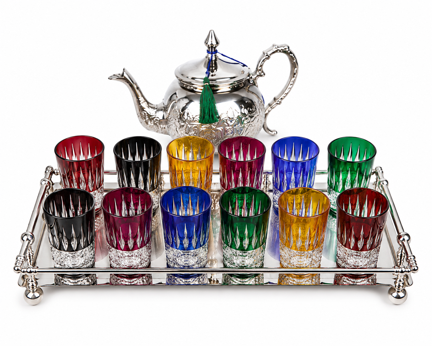12 verres à thé en verre cristalline