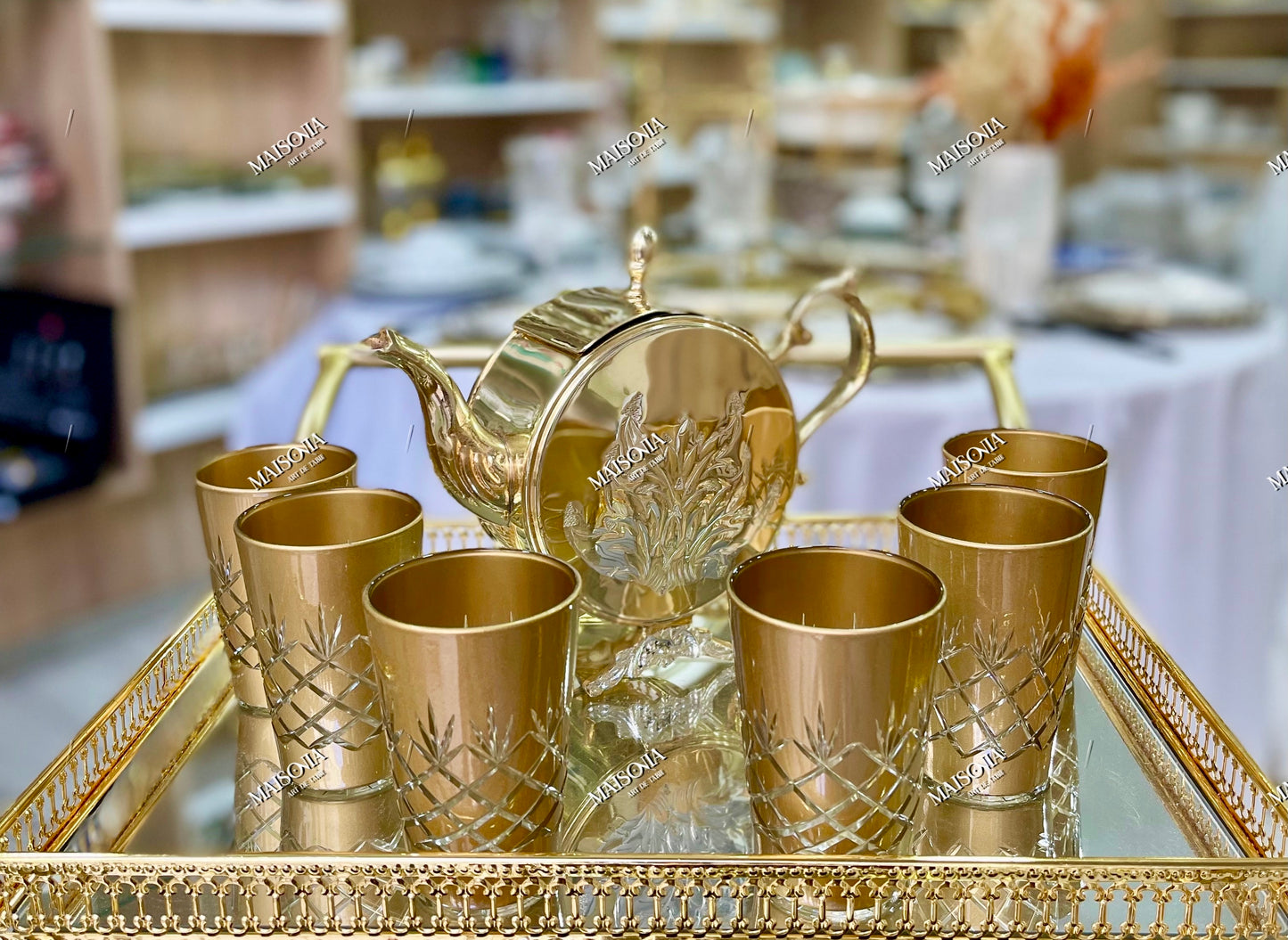 6 verres cristalliser en Or