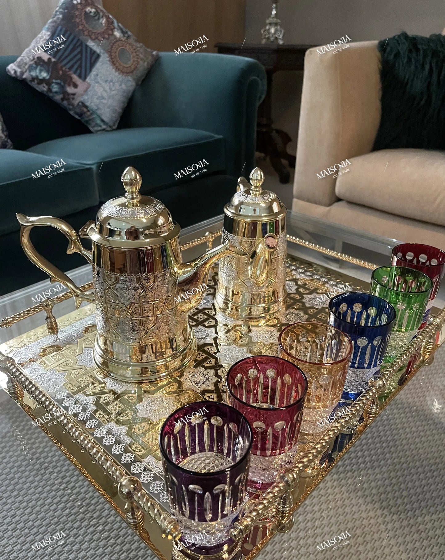 إبريق شاي نحاسي مطلي بالفولاذ المقاوم للصدأ