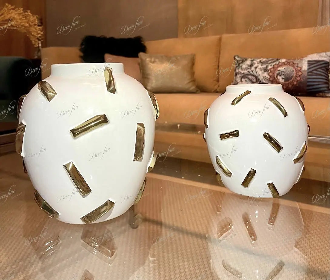 Vase blanc et doré