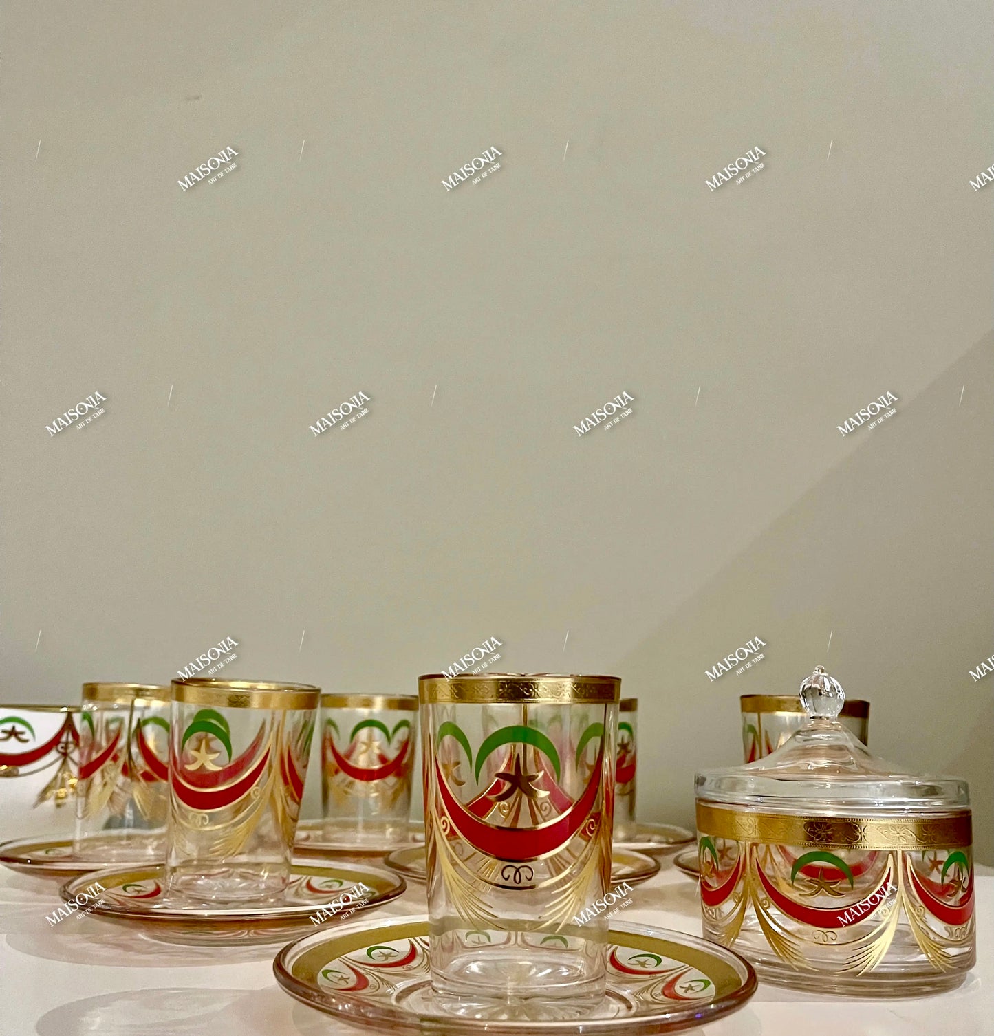 Set de 25 pièces Nejma & Hlal avec tasses et sous tasses et sucrier