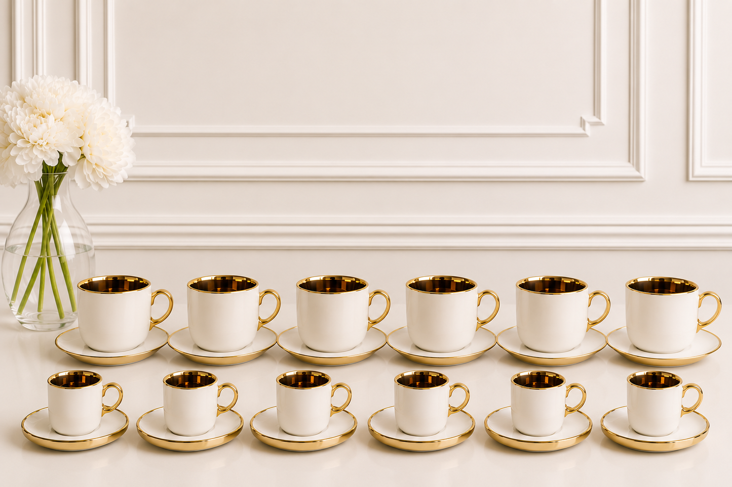 Set de 12 tasses et 12 sous tasses (café au lait ) et cafe noir