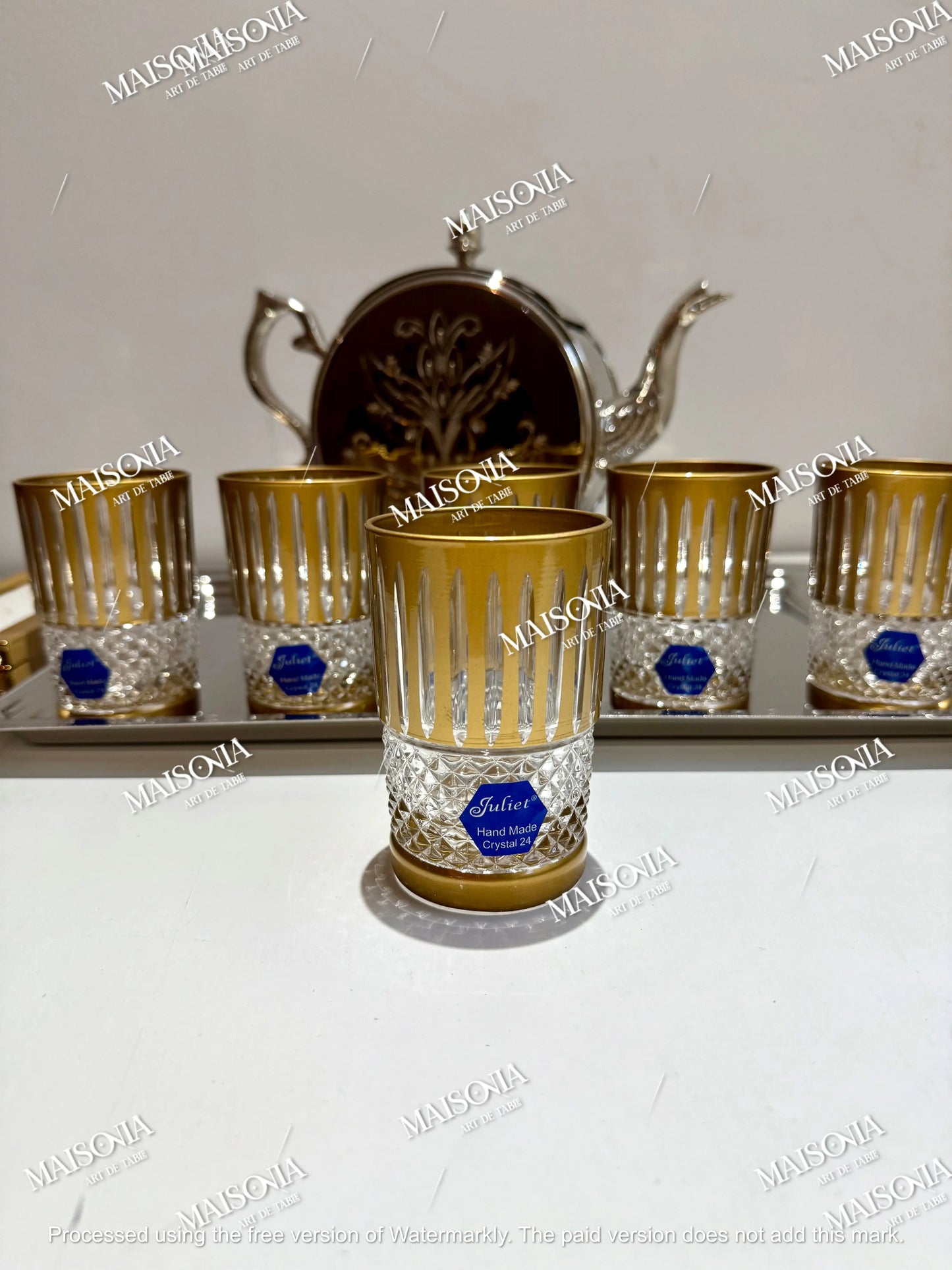6 verres à thé en Cristal