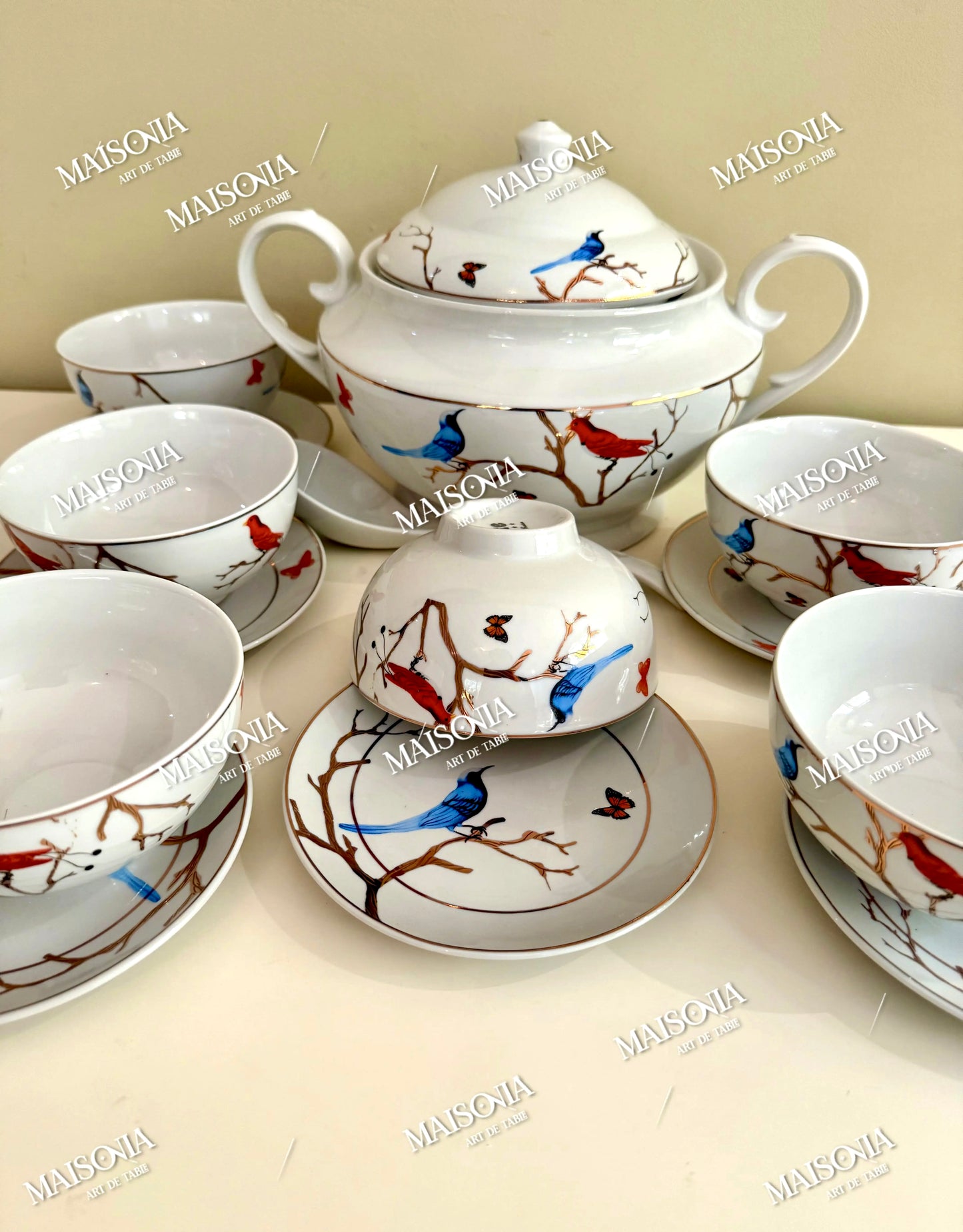 Service a Soupe Oiseaux pour 6 Personnes