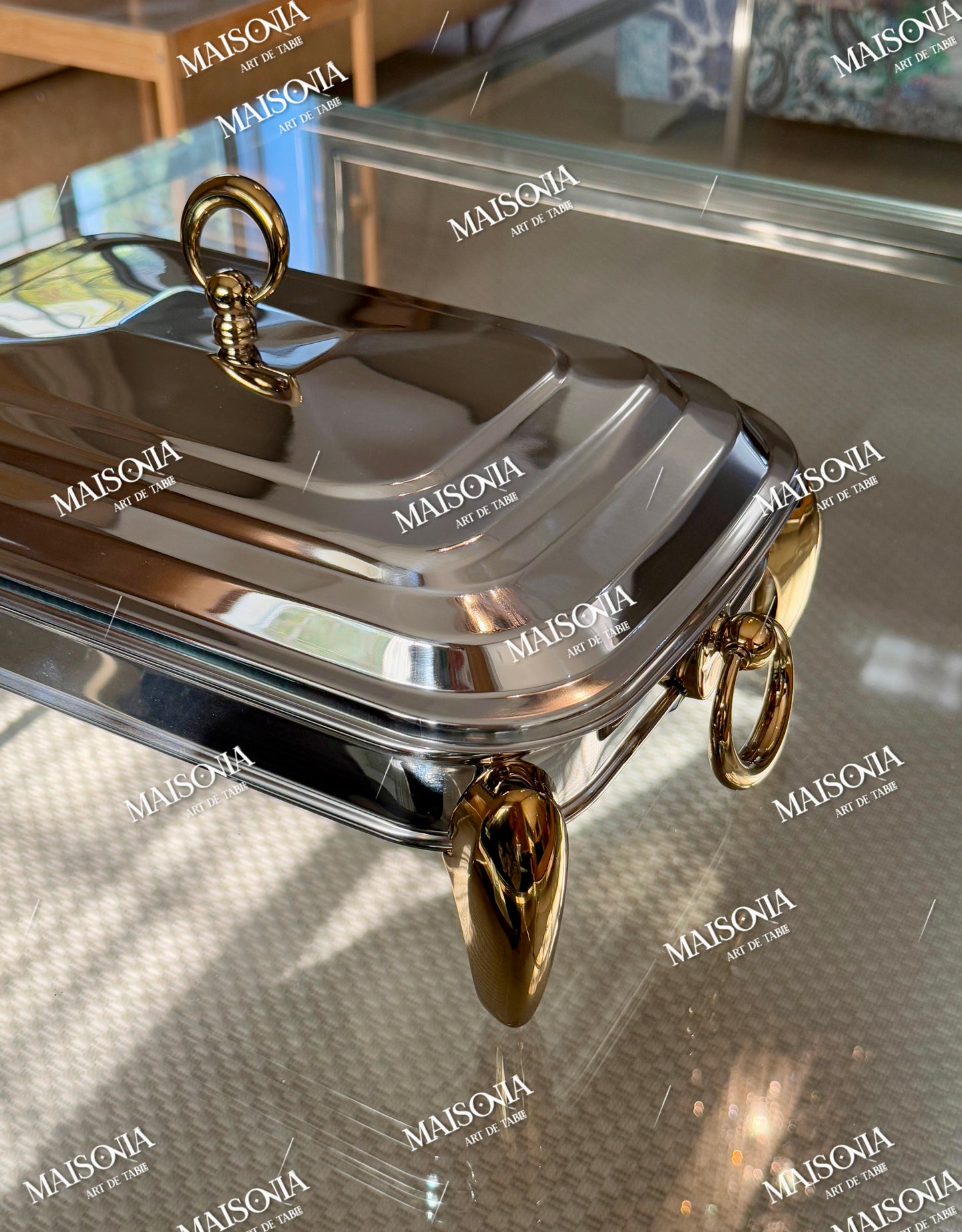 Chauffe plat en Inox et en verre