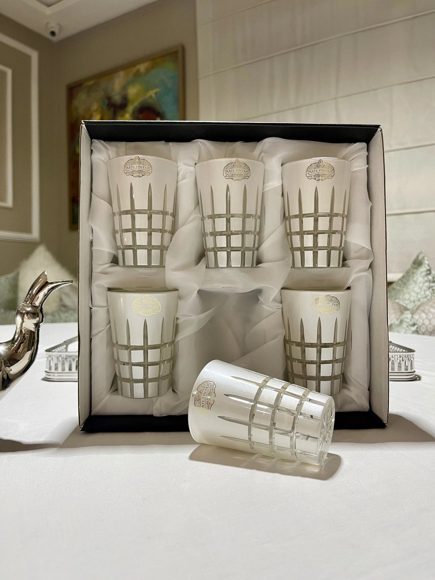 12 كوب شاي من الزجاج الكريستالي