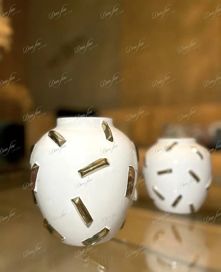 Vase blanc et doré