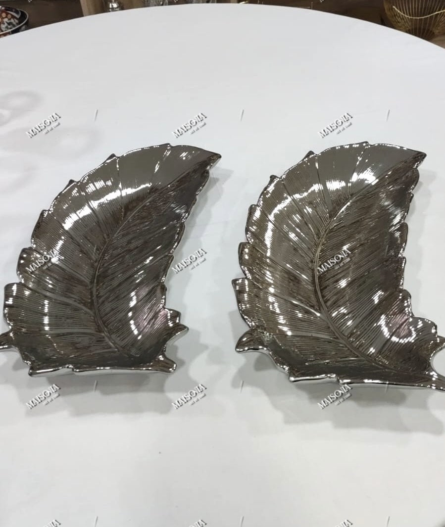 Assiette plume en argenté