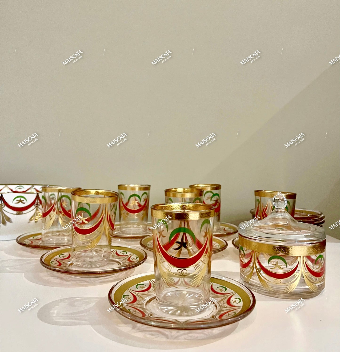 Set de 25 pièces Nejma & Hlal avec tasses et sous tasses et sucrier