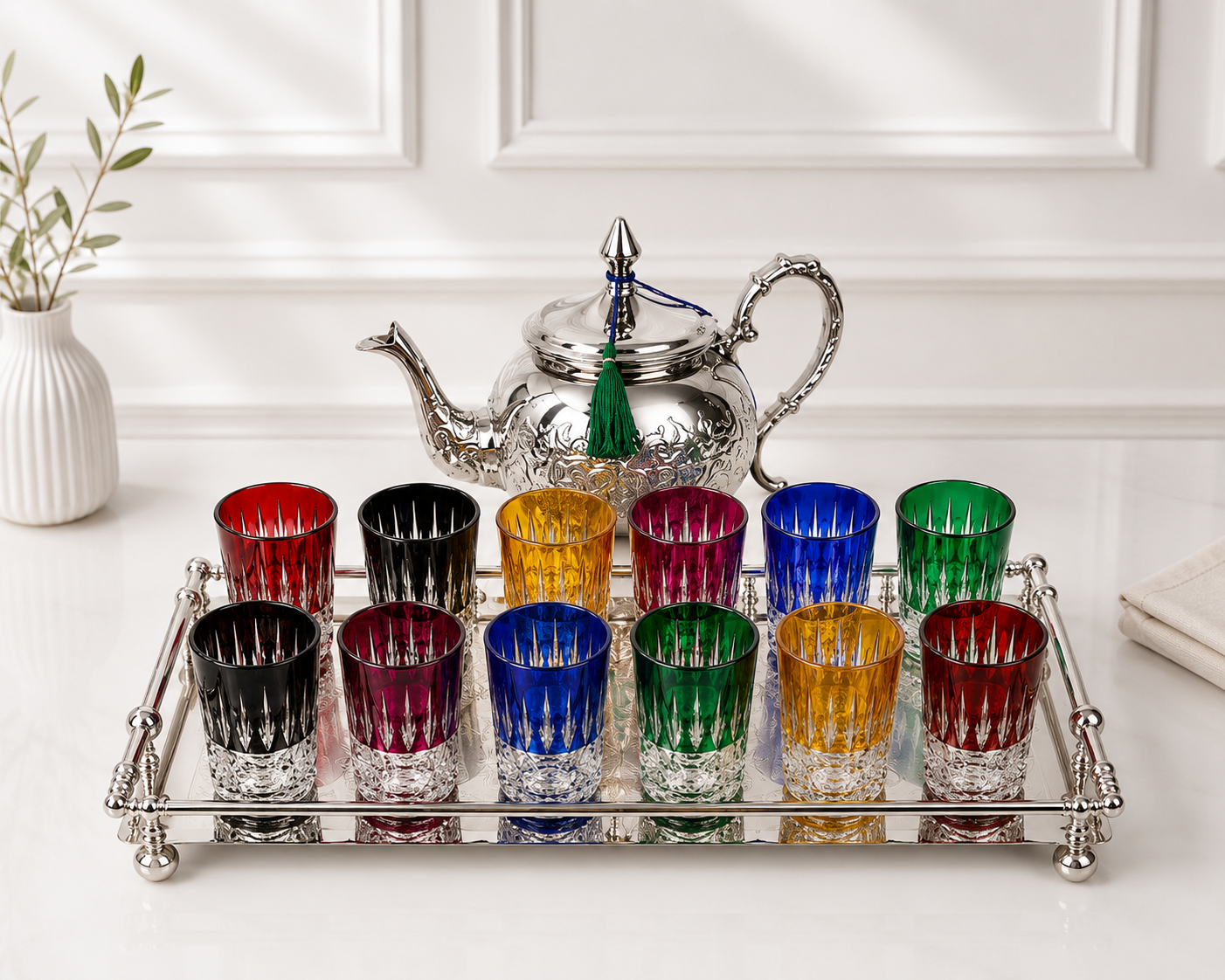 12 verres à thé en verre cristalline