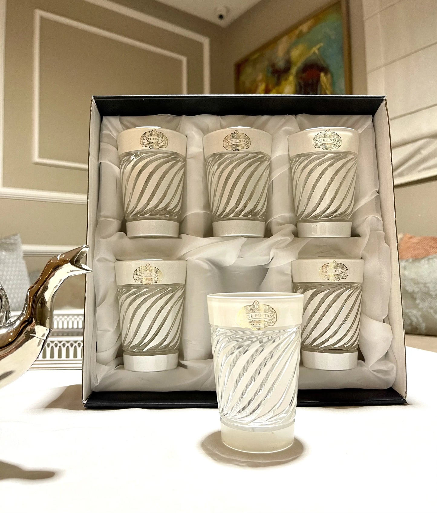 Verres à thé cristallisé -Blanc