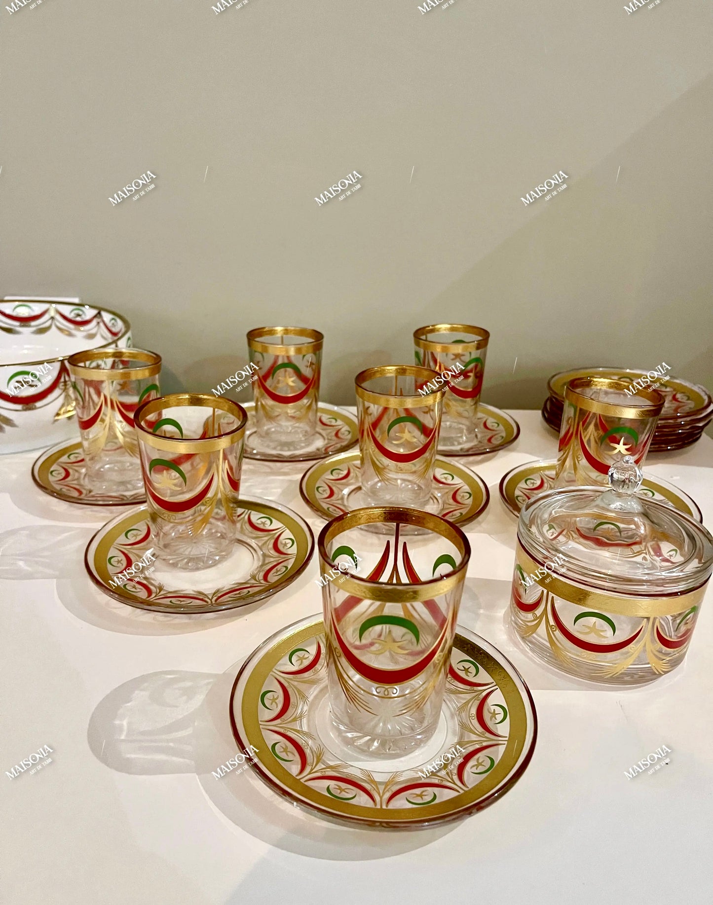 Set de 25 pièces Nejma & Hlal avec tasses et sous tasses et sucrier