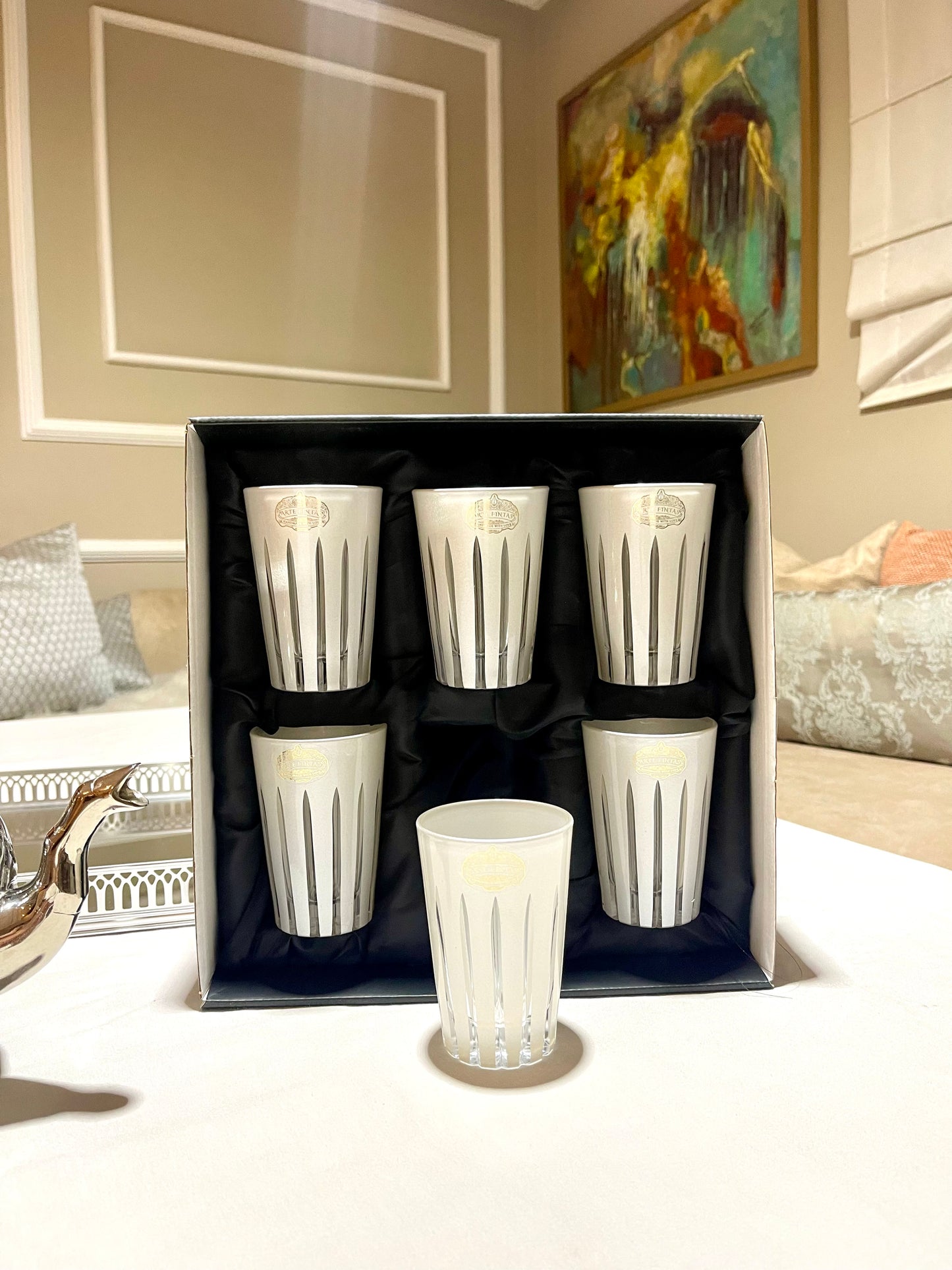 12 كوب شاي من الزجاج الكريستالي