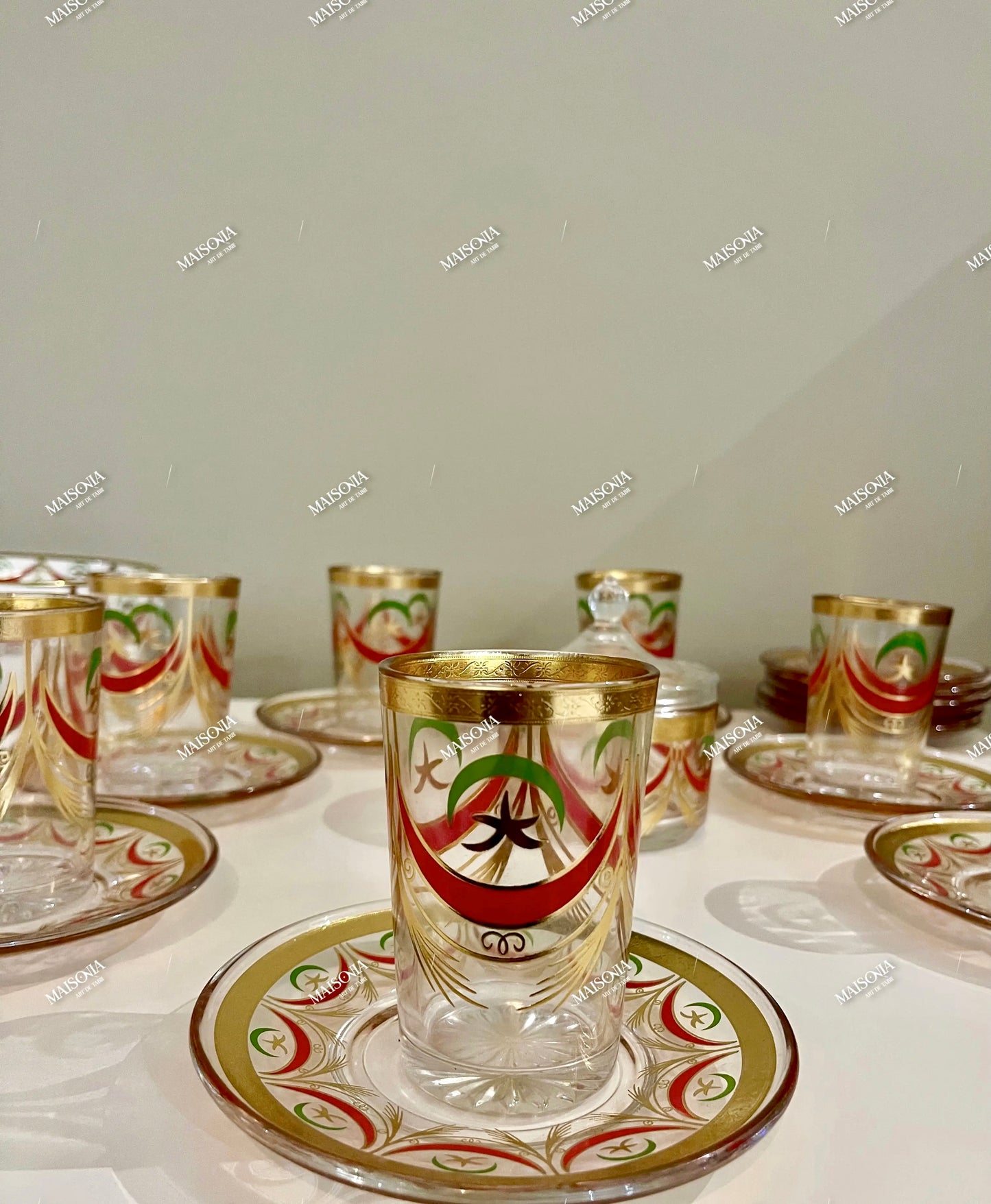 Set de 25 pièces Nejma & Hlal avec tasses et sous tasses et sucrier