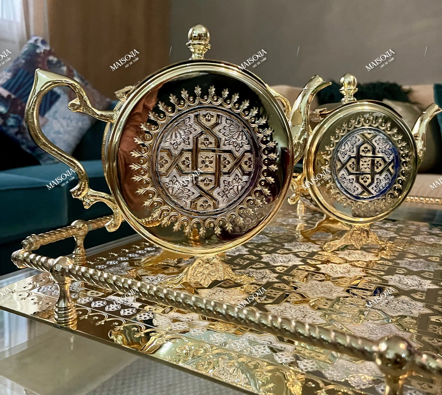 Théière Traditionnelle Marocaine en cuivre de Fès _ Doré - par Unité