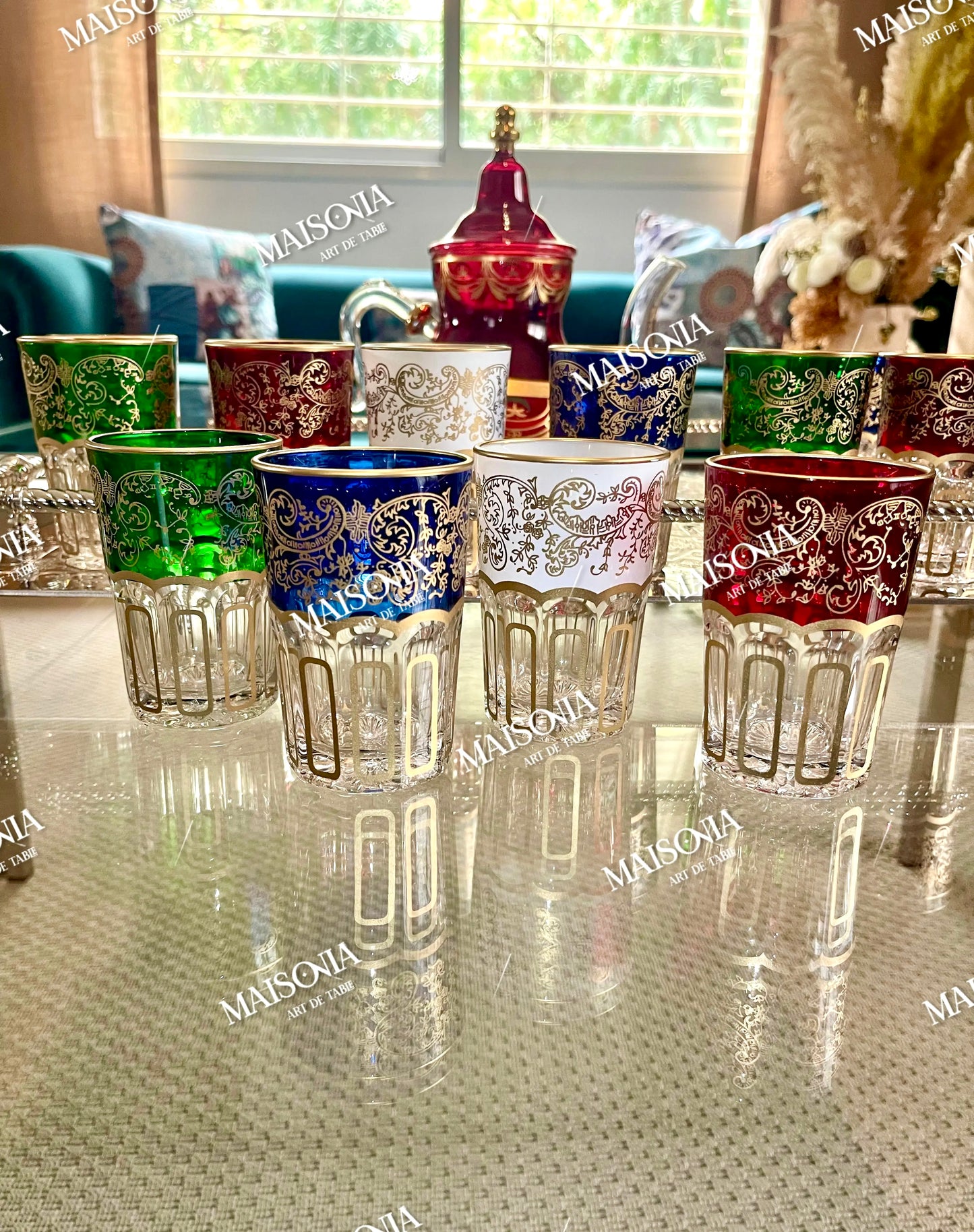 12 verres à thé cristallin
