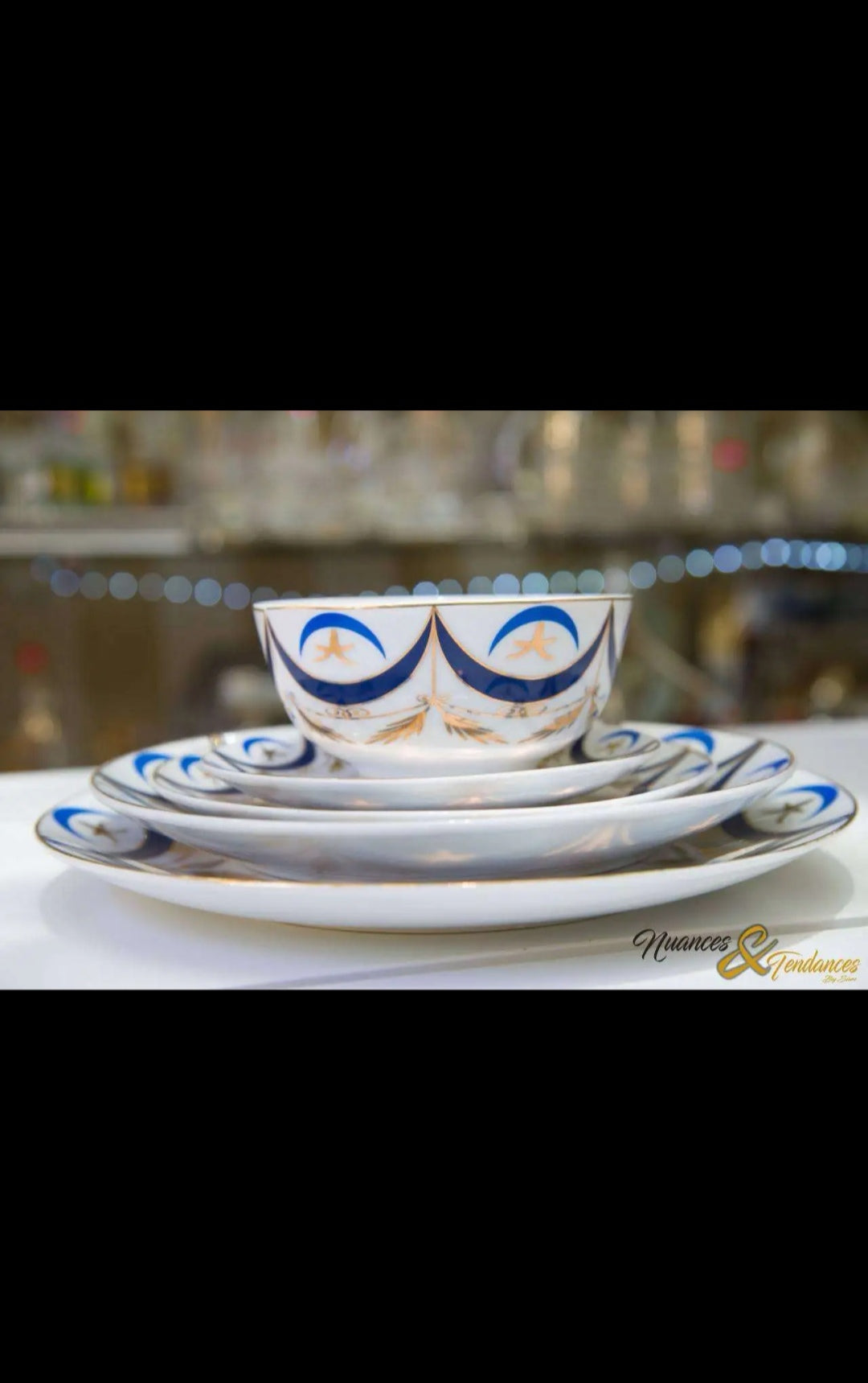 Service a table Nejma & Hlal de 61 pièces en bleu