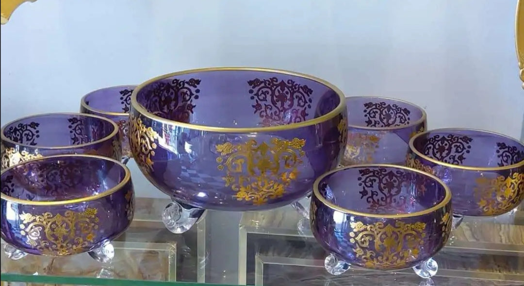 Saladier + 6 bols en violet