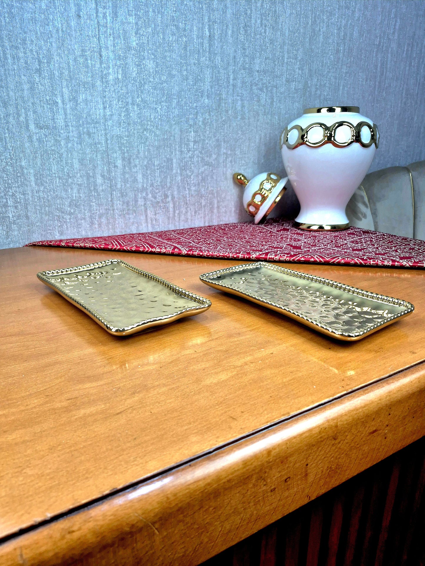 Assiette Rectangulaires Dorés – Décoration & Service Chic | Maroc _ Par Unité
