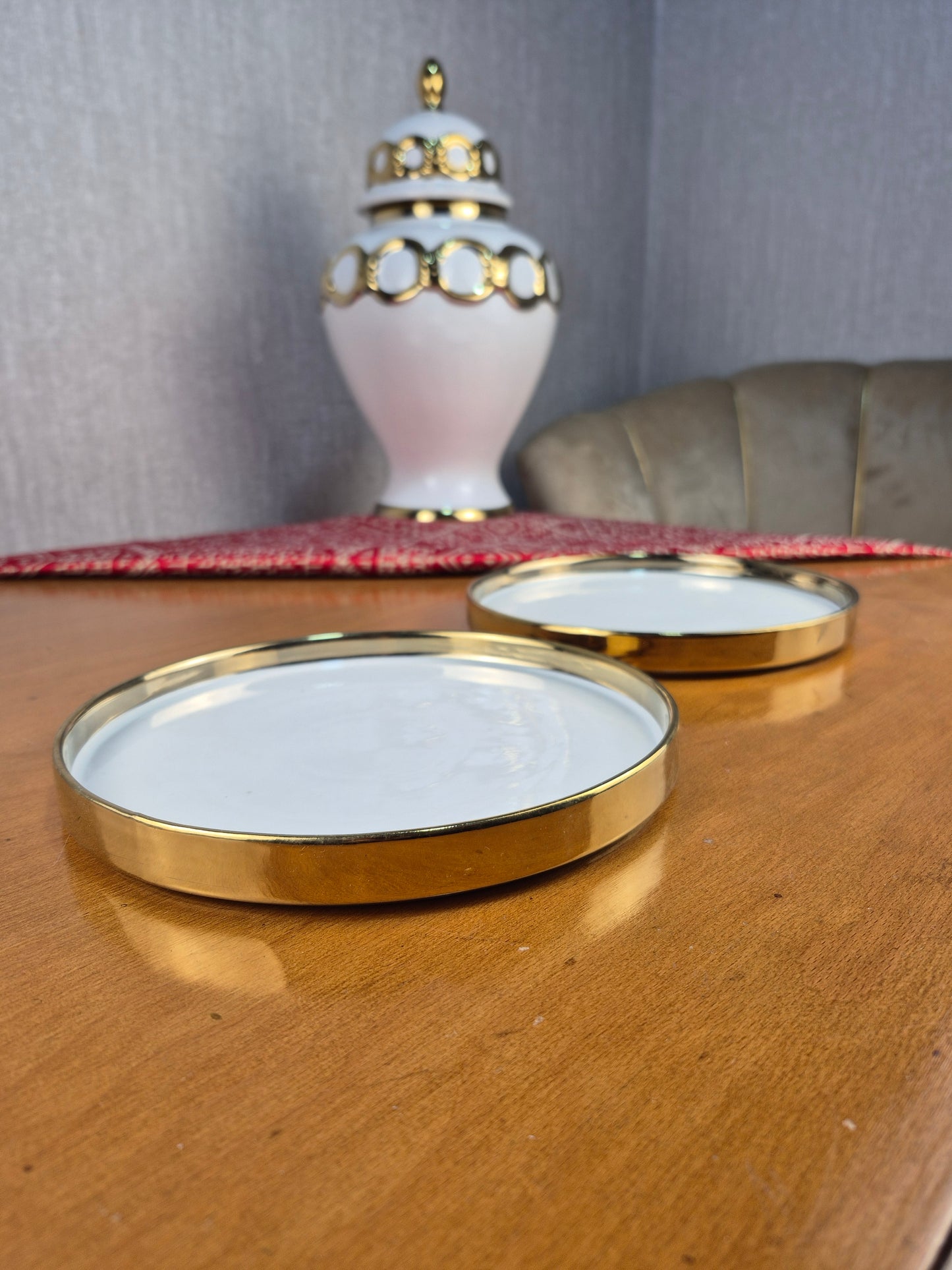 2 Assiettes blanc et Doré