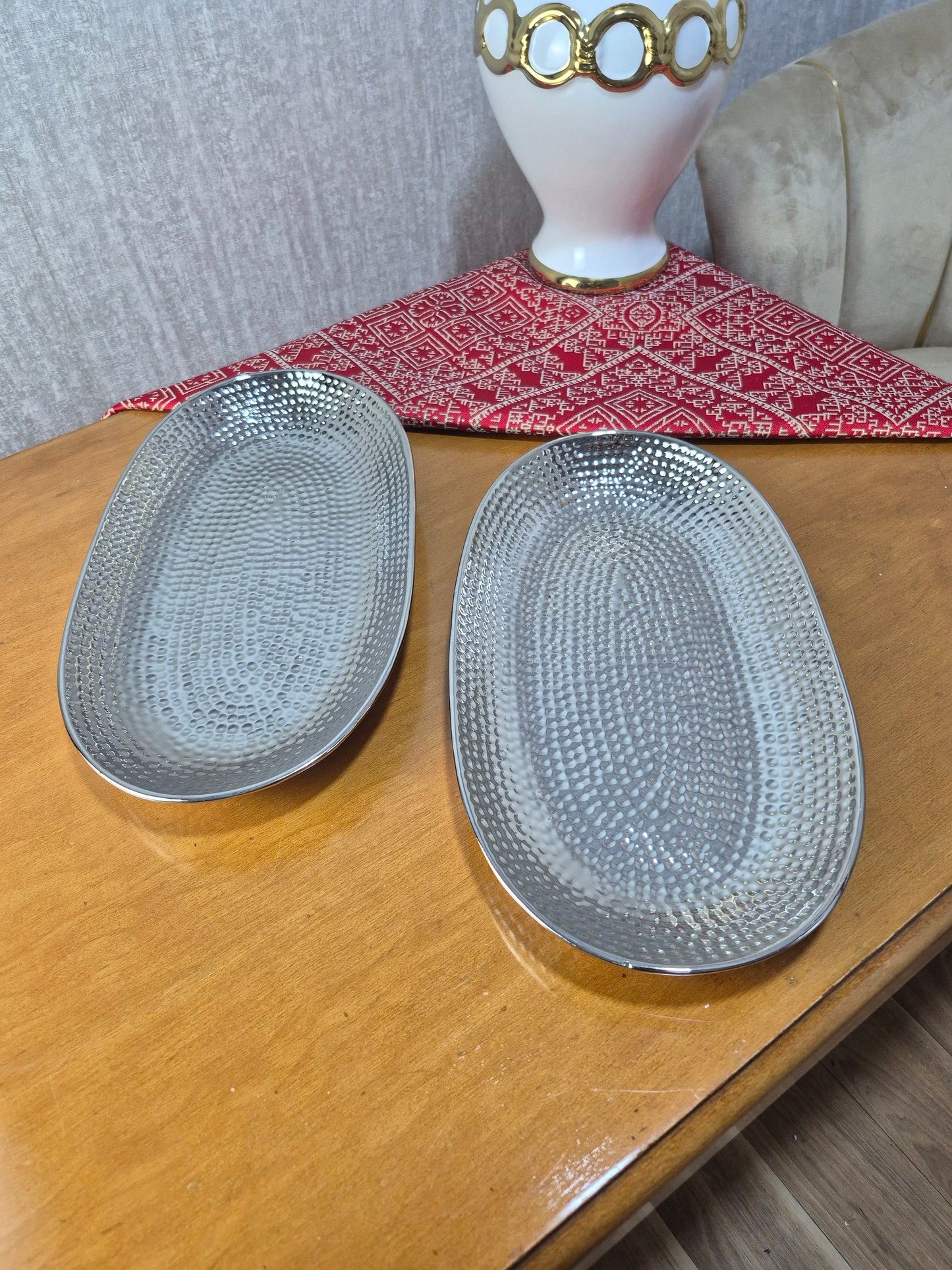 Assiette ovale _ Argenté - Par Unité