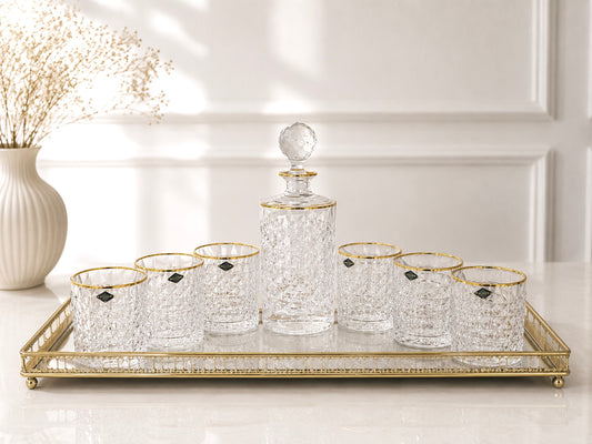 Ensemble de Carafe avec 6 verres en verre Cristallin