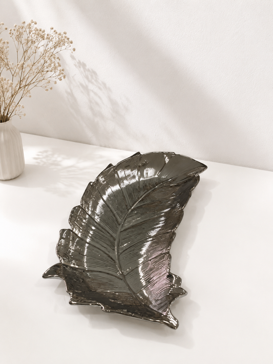 Grande Assiette plume en argenté