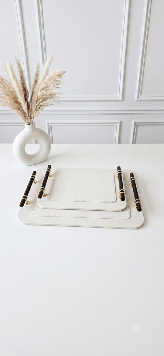 Duo de Plateaux en Cuir Simili – Art de la Table Marocain