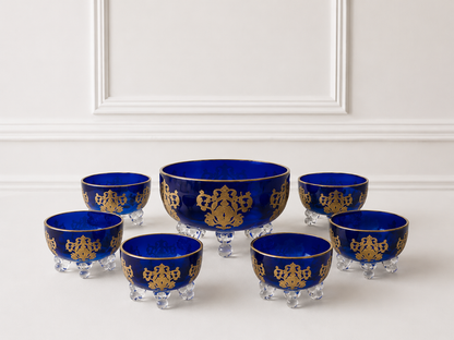Saladier + 6 bols en bleu