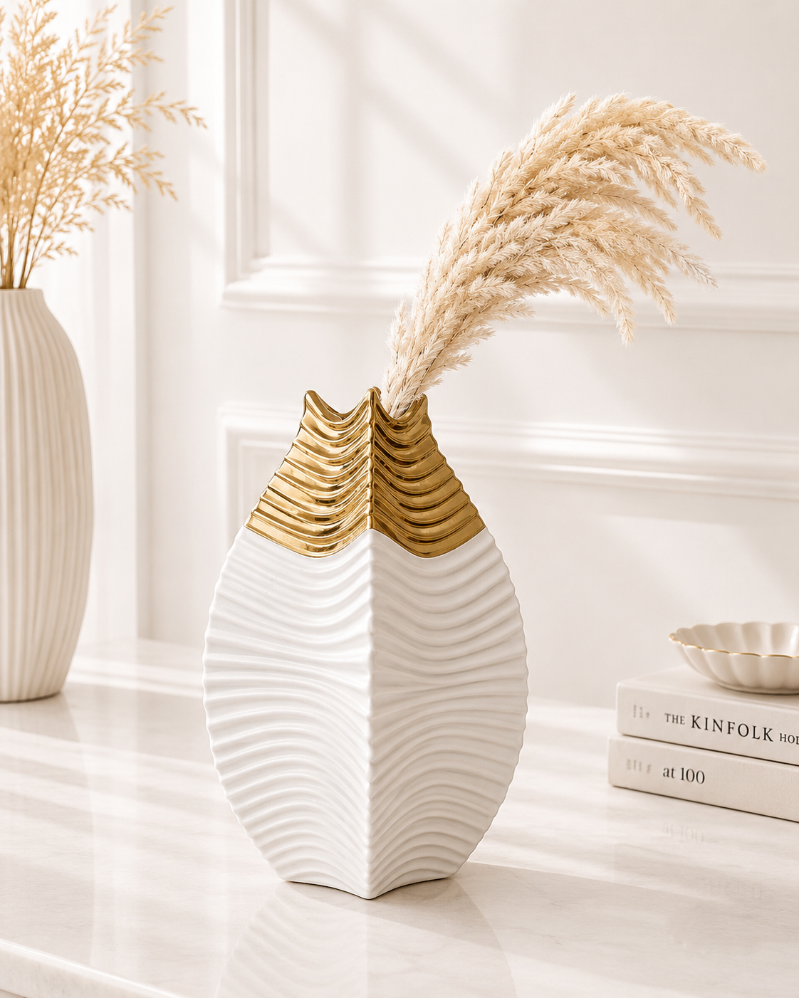 Vase blanc et doré