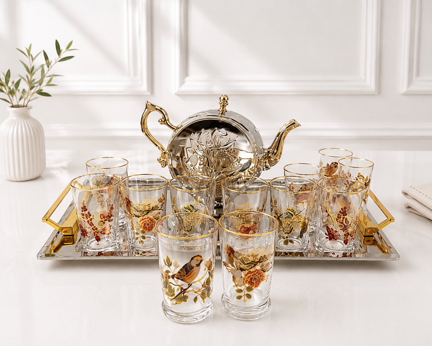12 verres motif Oiseaux