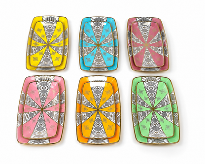Assiettes Rectangulaires Beldi Marocains 26cm x 14cm – Motifs Traditionnels & Finition Dorée_ Par Unité