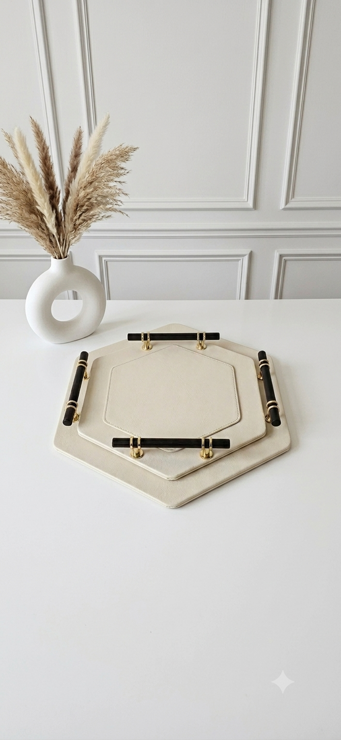 Duo de Plateaux en Cuir Simili – Art de la Table Marocain