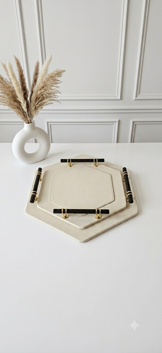 Duo de Plateaux en Cuir Simili – Art de la Table Marocain