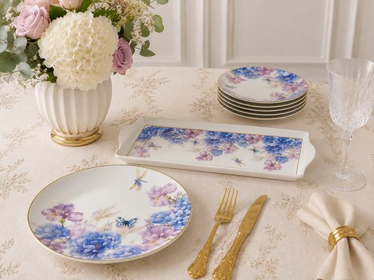 Set à Gâteau 7 Pièces – Motifs Floraux et Papillons Élégants
