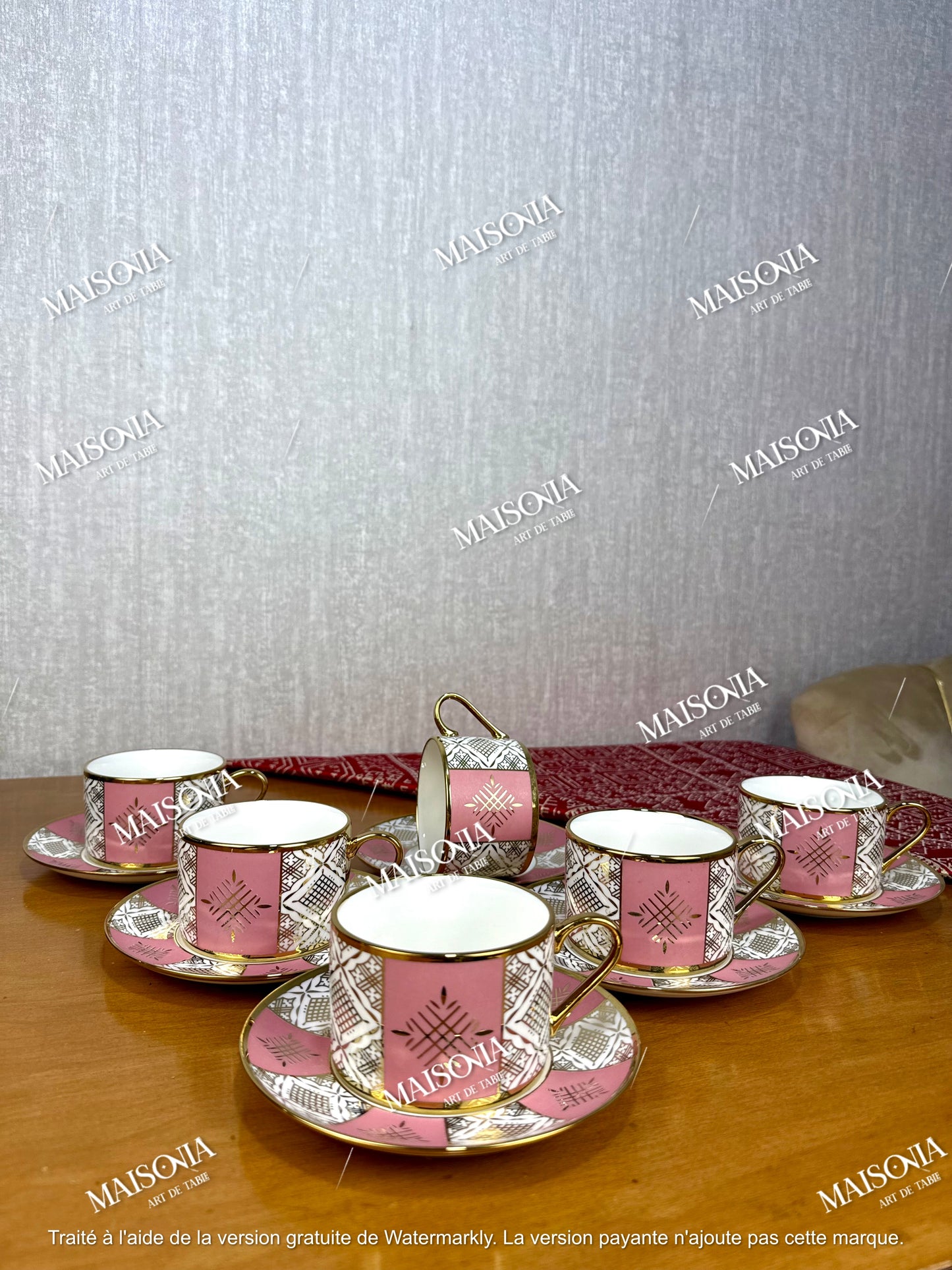 Tasses à Café au Lait Beldi Marocaines – Motifs Traditionnels & Finition Dorée