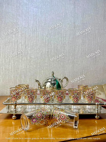 Verres à Thé Beldi Marocains – Motifs Traditionnels & Élégance Dorée