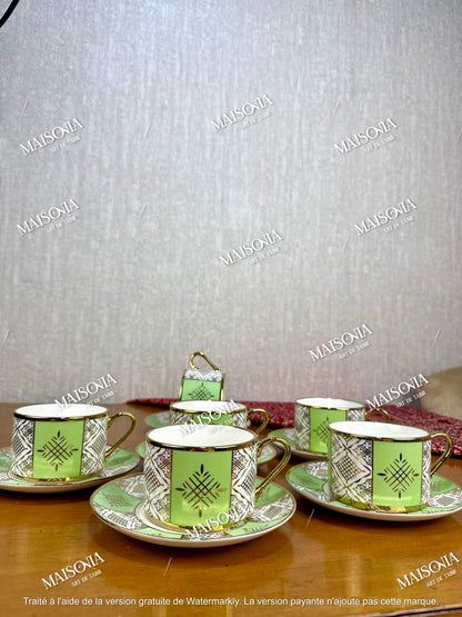 Tasses à Café au Lait Beldi Marocaines – Motifs Traditionnels & Finition Dorée