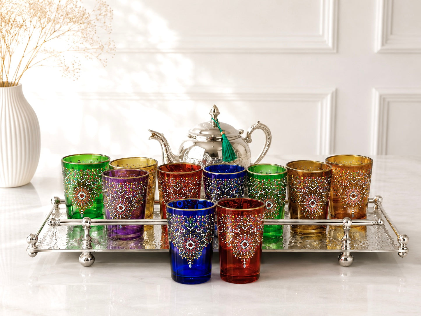 Verres à Thé Beldi Marocains – Motifs Traditionnels & Élégance Dorée