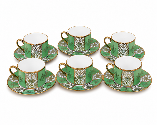 Tasses à Café au Lait Beldi Marocaines – Motifs Traditionnels & Finition Dorée