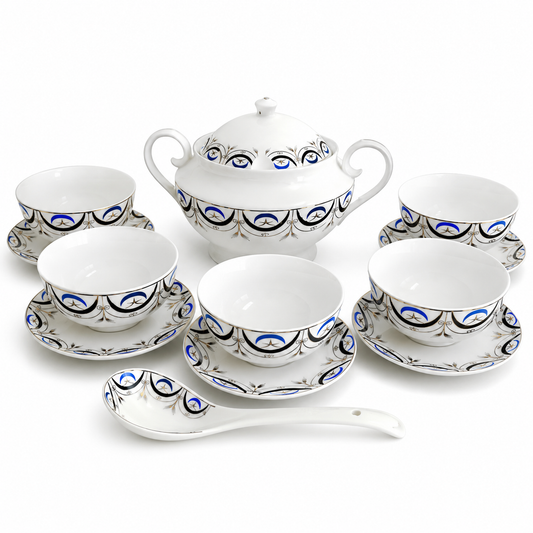 Service a Soupe pour 6 personnes Nejma & Hlal pièces _ Bleu