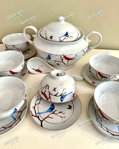 Service a Soupe Oiseaux pour 6 Personnes