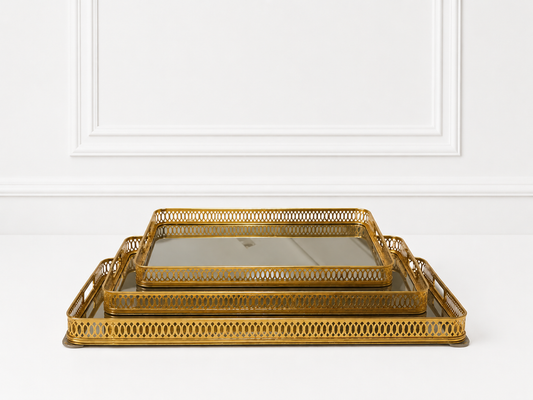 Set de Plateaux Dorée Ajourés – Élégance Intemporelle & Finition Chic