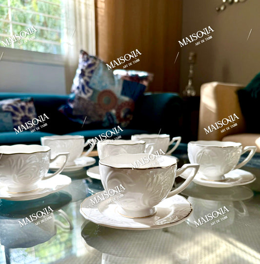 Set de 6 tasses et sous tasses (café au lait)