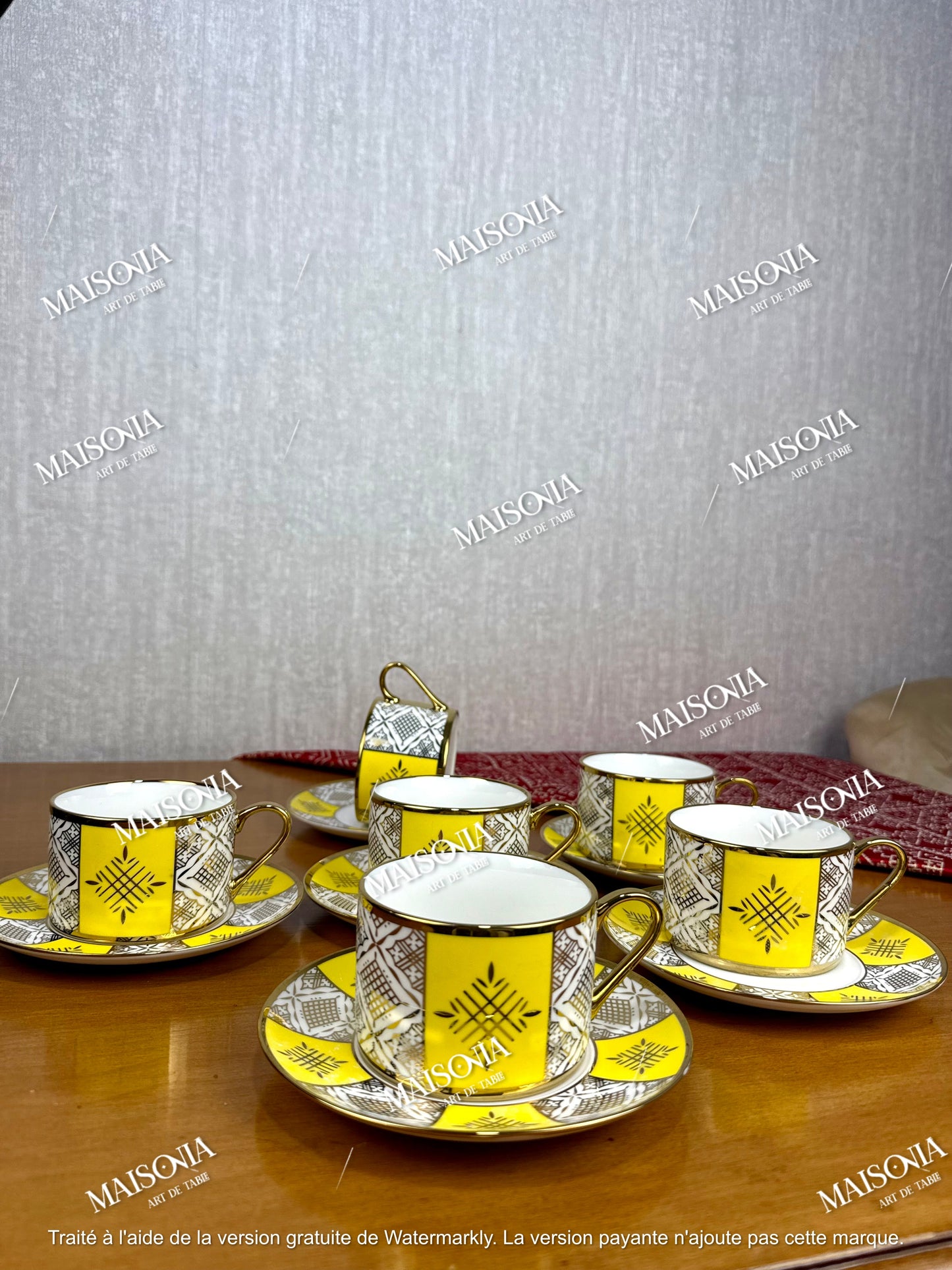 Tasses à Café au Lait Beldi Marocaines – Motifs Traditionnels & Finition Dorée