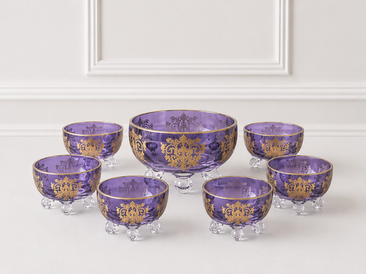 Saladier + 6 bols en violet