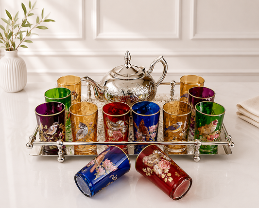 Verres à thé multicolor _Motif Oiseaux