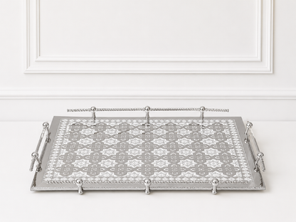 Plateaux Artisanale Marocain en Cuivre revêtu en Inox _ Argenté